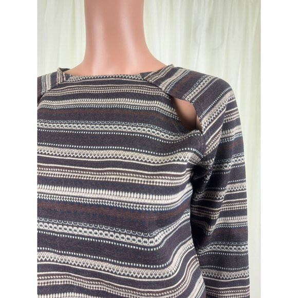 Shades of Grey by Micah Cohen Anthropologie Peek-a-boo Stripe Sweater Size XS - Picture 10 of 12